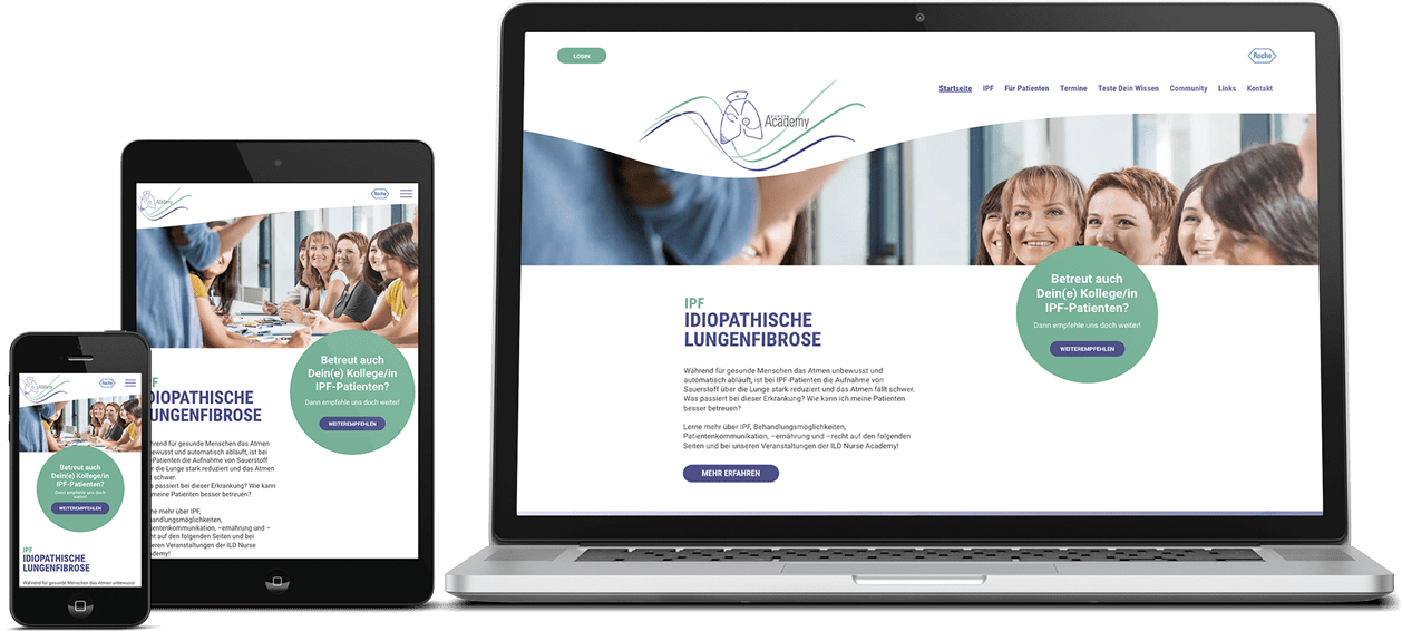 Roche ILD Nurse Academy Website on mobile devices Roche ILD Nurse Academy Website on mobile devices