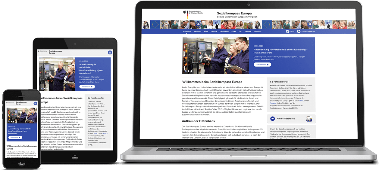 Sozialkompass Website on mobile devices Sozialkompass Website on mobile devices