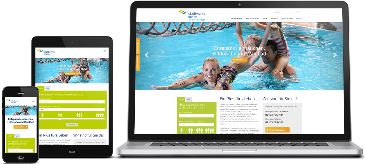 Stadtwerke Hilden Website on mobile devices Stadtwerke Hilden Website on mobile devices
